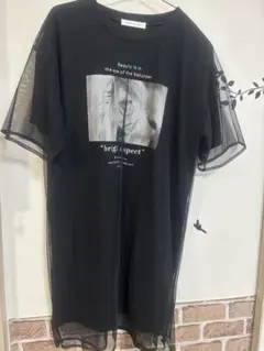 KHALITA フォトプリント メッシュ 半袖 Tシャツ ブラック