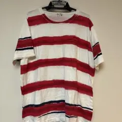 GLOBAL WORK グローバルワーク ボーダー半袖Tシャツ 赤白 XL