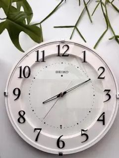 【引き取り限定】大阪市SEIKO 【電波】アナログ時計 アイボリー　KX397A