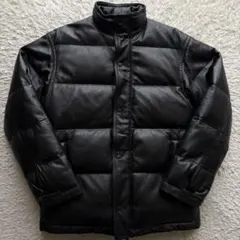 ★羊革★ BEAMS ダウンジャケット スタンドカラー ダブルジップ 黒