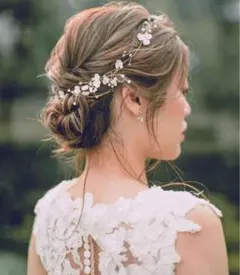 ヘッドドレス 花柄 成人式 結婚式 発表会 ウエディング 銀 シルバー