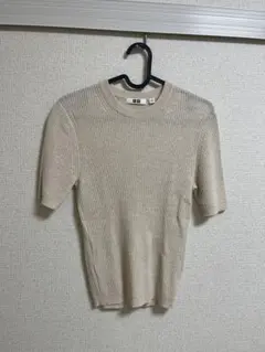 UNIQLO ユニクロ　半袖　ニット　トップス　Mサイズ　ベージュ