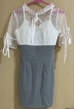 キャバドレス ミニ グレー ホワイト レース Tika