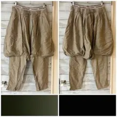 Frapboisフラボア 異素材パッチワークサルエルパンツ オリーブ 切替再
