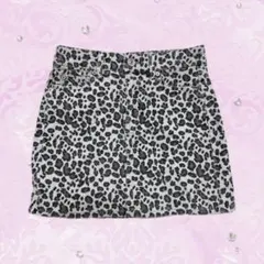 ヒョウ柄ミニスカート グレー 白 平成ギャル 平成女児 y2k