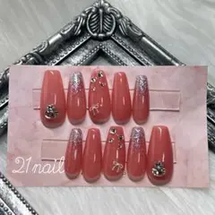 ネイルチップ　ちゅるん　中華　ワンホンネイル　nail 平成　グリッター