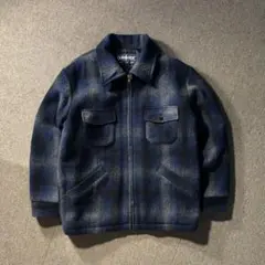 90s オンブレチェック ウールジャケット キルティング YKK ジップアップ