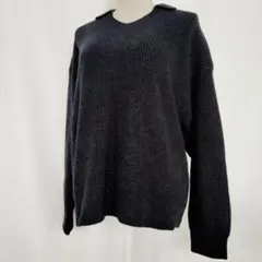 a829【美品】ユニクロ:C　ミックスヤーンポロセーター　XL　ネイビーxブルー