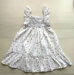 petit main花柄ノースリーブワンピース シャーリングティアードワンピース