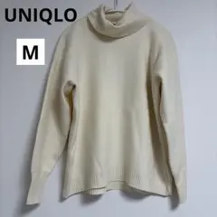 UNIQLO スフレヤーンタートルネックセーター スムース オフホワイト M