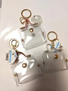 PCVバッグポーチ キーホルダー バッグ型 ミニチュア グッズ収納 3個