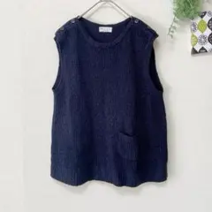 【kuu:】 ニットベスト LL 濃紺系 ナチュラル 可愛い 大人カジュアル
