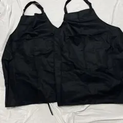 エプロン　シンプル　２点セット　ブラック　ポケット