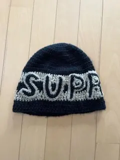supreme Crochet Logo Beanie Black