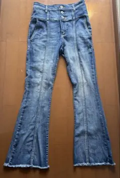 デニム ハイウエスト フレア パンツ スキニー