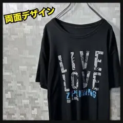 Tシャツ 半袖 メンズ XL〜2XL程度 ブラック 黒 英字 両面 US古着