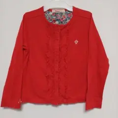 familiarファミリア　赤いフリル長袖カーディガン120