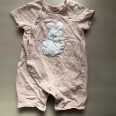 ウサギ刺繍 ピンクロンパース 70 アカチャンホンポ