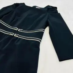 トッカ　TOCCA ワンピース　リボン　肩フリル　フォーマル　ブラック　七分　M