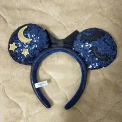 ディズニー カチューシャ 星 ネイビー スパンコール 月 コウモリ