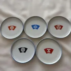 【非売品】戦国武将 小皿5客セット 家紋 陶器　和食器 めいぎん 名古屋銀行