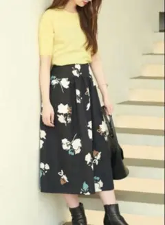 トゥモローランド Ballsey ギャザー ロング フレア スカート 花柄 36