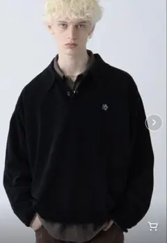 【値下げ可】HARE/ロゴモールニットポロ ブラック