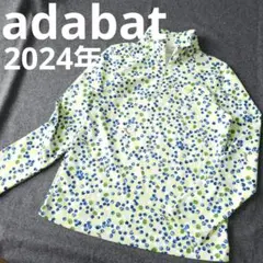 【アダバット】2024年人気ドット総柄×ラバーロゴ 長袖ゴルフポロシャツ M