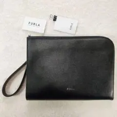 フルラ　プロジェクト　L　ジップバッグ　本革　レザー　黒　ブラック