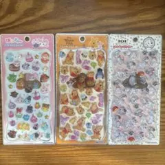 キャラクターシール 3枚セット ほっぺちゃん プー 101匹わんちゃん