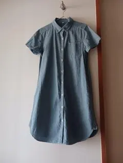無印良品 デニムブルー 半袖シャツワンピース