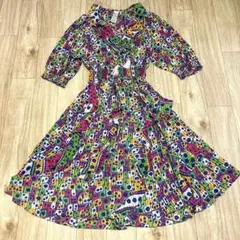 古着屋購入　ヴィンテージ　フリル　幾何学模様　カラフル　フリンジ　タッセル