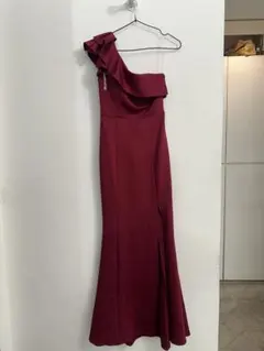 Kalimmuワンショルダーバーガンディドレス