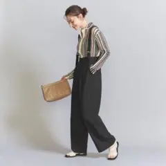 ビューティアンドユース ポリエステルタフタ サスペンダーパンツ
