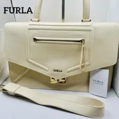 FURLA アリーチェ　2way バッグ　A4可　鍵付　レザー　白系 自立のサムネイル