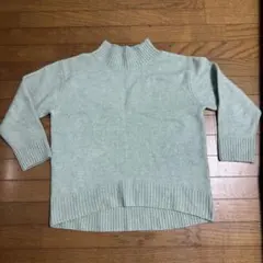 グレー ハイネック ニットセーター 長袖