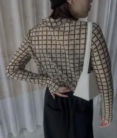 Ameri☆NEW LOGO MONOGRAM PLAID SKIN TOP
