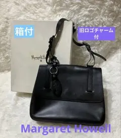マーガレットハウエル 【希少 箱付 】旧ロゴ レザー ワンショルダーバッグ 黒のサムネイル