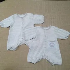 ■双子■50cm~60cm■キルティングロンパース■2枚セット■