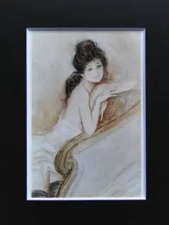 【ベルナール・シャロワ】　デッサン・アールヌーボー風 女性肖像画 ベルナール・シャロワ】 デッサン・アールヌーボー風 女性肖像画