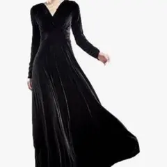 【お正月セール！！】ベロア　Ｖネックロングドレス