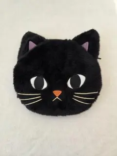 猫の顔 ポーチ 黒