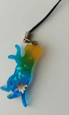 猫型レジンチャーム 青オレンジ