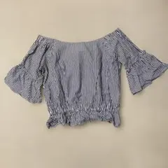 ストライプ柄 オフショルダー トップスのサムネイル
