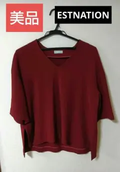 美品　ESTNATION Vネック半袖ブラウス　サイズ36