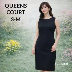 【クイーンズコート】ノースリーブワンピース　2(S〜M)　ブラック　フォーマル
