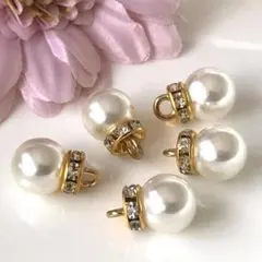 パール MT148/6個 シルバー カン付き ロンデル 10ｍｍ ビーズ