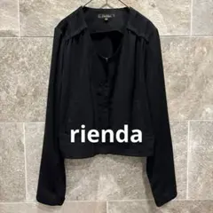 リエンダ rienda ノーカラー ジャケット ジップアップ　M 黒 034aのサムネイル