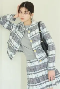 SNIDEL ミドルツイードジャケット ツイードミニフレアスカート セットアップ