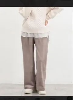 Honeys ベージュ（モカ）コーデュロイ ワイドパンツ L